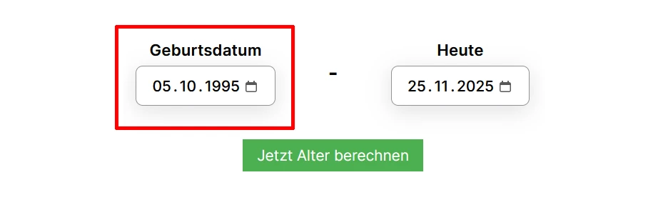 Altersrechner Geburtsdatum eingeben