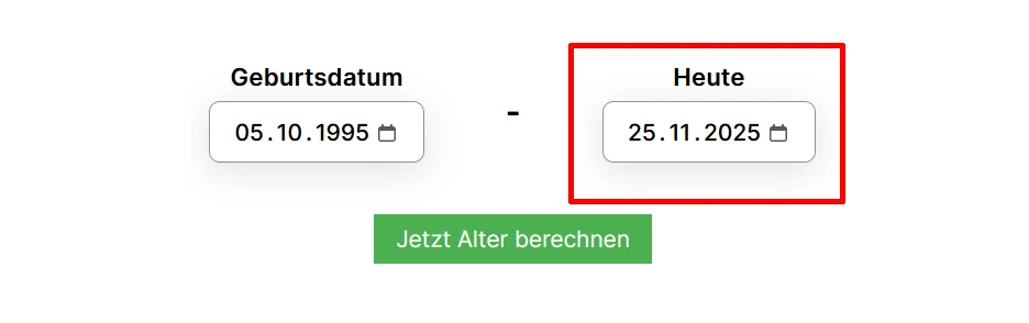 Altersrechner Enddatum eingeben